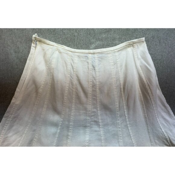 Larry Levine Womens Linen Blend A-Line Skirt Size 12 White Coastal Beach - Picture 8 of 8